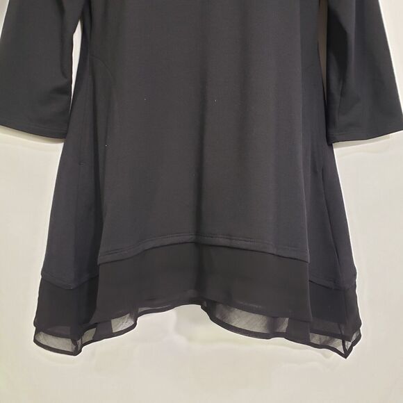 LOGO Lounge by Lori Goldstein Womens Top Small French Terry Tiered Chiffon Trim - Picture 6 of 9